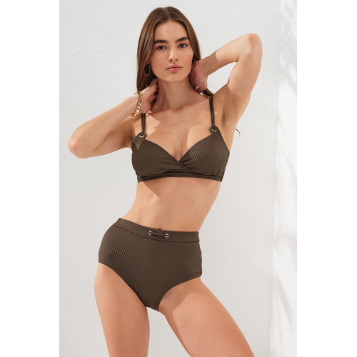 Pierre Cardin Balenli Toparlayıcı İnce Askılı Bikini Takım Haki 231214 231214-HAKİ