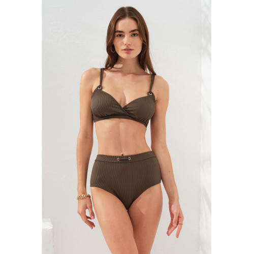 Pierre Cardin Balenli Toparlayıcı İnce Askılı Bikini Takım Haki 231214 231214-HAKİ